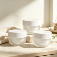Pot en PET givré de 30 ml avec couvercle blanc mat, pot cosmétique en plastique vide pour crème pour le visage, beurre corporel, emballage de soins de la peau, logo personnalisé