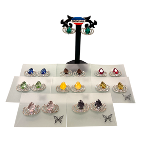 Boucles d'oreilles AD haut de gamme pour filles, élégantes, bicolores or et argent, design élégant pour les mariages, les fêtes, les festivals, les tenues de soirée - Product Image 3