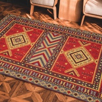 Tapis ethnique bohème noir, antidérapant, lavable en machine, avec envers en caoutchouc, résistant aux taches et doux au toucher.