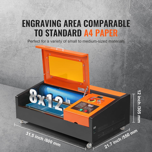 Máy khắc laser <span class=keywords><strong>CO2</strong></span> để bàn 40W, kích thước 12x8 inch, khắc gỗ, acrylic, vải, màn hình 11.8 IPS - Product Image 4