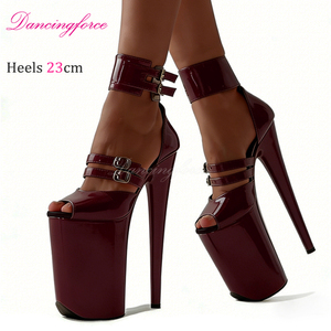 Sandalias de Plataforma de Tacón Súper Alto de 23 CM, con Hebillas y Correas en el Tobillo, Punta Abierta, para Baile en Barra, Verano, Mujer - Product Image 2