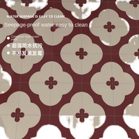 Carrelage Rouge Vin Style Extrême Poverté, Motif Petite Fleur en Brique, pour Murs Intérieurs, Cuisine, Balcon, Restaurant