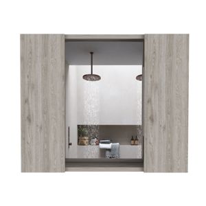 Botiquín DB Artemisa gris claro de doble puerta con espejo y un estante externo para Baño - Product Image 2