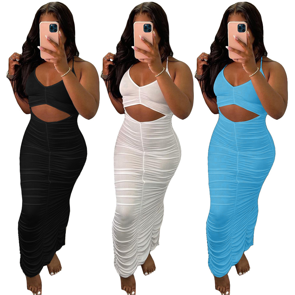 Модные Платья-макси с вырезом на шее и лямкой на шее, женские дизайнерские Элегантные плиссированные повседневные платья с вырезами и открытой спиной, праздничная одежда