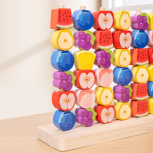 <span class=keywords><strong>Jeu</strong></span> de tri de fruits en bois, <span class=keywords><strong>jeu</strong></span> de tri de couleurs avec perles de fruits, jouet éducatif précoce pour développer la motricité fine des tout-petits - Product Image 4