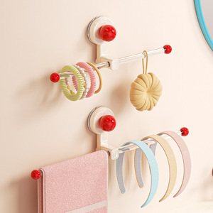 Hairband Storage Rack With Suction Cup Wall Mounted Organizer For Bathroom Towel Bar Plastic Modern Design - Product Image 1