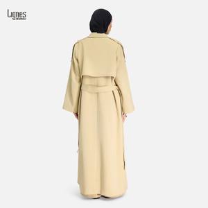 Veste <span class=keywords><strong>coupe</strong></span>-<span class=keywords><strong>vent</strong></span> décontractée de haute qualité pour femmes musulmanes, style tendance, trench-coat ouvert, abaya avec ceinture - Product Image 3