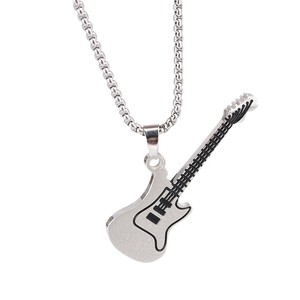 Collar con Colgante de Guitarra Estilo Punk <span class=keywords><strong>Rock</strong></span> con Diamantes y Perlas, Cadena de Eslabones para Hombre - Product Image 5