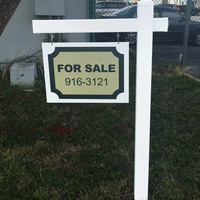 Panneau de signalisation immobilière pour visites immobilières et ventes de jardin, avec options de base plate et de base gothique, en PVC blanc