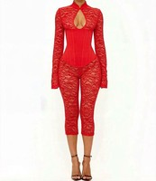 Nouvelle combinaison tendance pour femmes avec dentelle sexy, style Qipao, fermeture éclair, coupe ajustée, douce et élégante