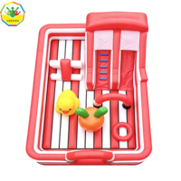 Aire de jeux gonflable et château gonflable sur le thème de la carotte et du canard jaune, rouge et blanc, pour usage commercial extérieur pour enfants