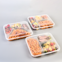 Boîte d'emballage alimentaire à emporter micro-ondable à 5 compartiments, en plastique PP transparent jetable, pour la préparation des repas