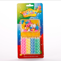 Lilin Kue Ulang Tahun & Tahun Baru Ramah Lingkungan Buatan Tangan Ukiran Spiral Grosir Pabrik 24 Pcs Warna-Warni Bergaris Tanpa Aroma