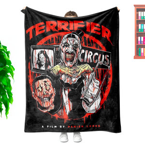 <span class=keywords><strong>Manta</strong></span> de Franela Personalizada con Estampado de Película de Terror de Halloween, <span class=keywords><strong>Manta</strong></span> de Felpa Vintage con Diseño de Payaso Aterrador en Blanco y Negro - Product Image 5