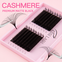 Extensions de cils en vrac noir mat effet volume beurré, type éventail, 0.03, en cachemire premium, pour marque privée
