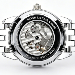 Reloj mecánico automático para mujer, chapado en plata 925 sobre cobre, esqueleto con incrustaciones de diamantes multicolor, reloj de pulsera de lujo para damas. - Product Image 3