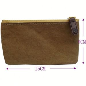 Sacs portefeuille Baoren OEM à impression personnalisée, lavables et recyclés, sac court classique en papier kraft brun pour femmes avec fermeture à glissière - Product Image 4