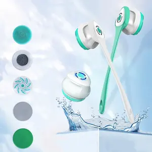 Personal care 5 in 1 Long Handle Silicone Shower Brush Waterproof Face Brush Body Cleaner Electric Body Bath Brush