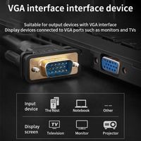 Câble VGA pour moniteur d'ordinateur Full HD 1080P, paire torsadée, gaine en PVC, connecteurs plaqués or, longueur personnalisable de 1M à 50M, noir