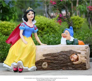 カスタム工場作る漫画フィギュアクマ白雪姫ガーデン樹脂グラスファイバー大きな彫刻リアルな屋外動物像
