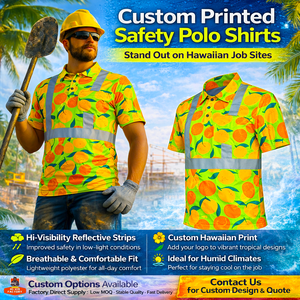 Kemeja Polo dan Hoodie Keselamatan Reflektif Fluoresen Hi Vis Hawaii Khusus untuk Pakaian Kerja Konstruksi - Product Image 3