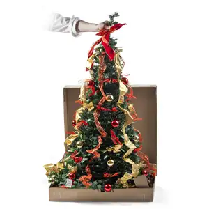 Christmas decoration supplier Stretch flexible spiral collapsible christmas tree