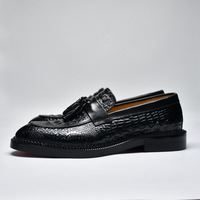Chaussures en cuir véritable faites à la main - Imprimé animal, pompons, cuir de vachette pleine fleur, style business-casual, antidérapantes, intemporelles, pieds nus, pour le bureau