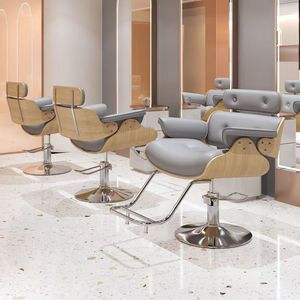 Sillón de Barbero 2025 Nuevo de Madera con Metal Electrochapado para Salón, para Cortar y Teñir el Cabello, con Elevación, Tapizado en Cuero Sencillo, Reclinable - Product Image 2