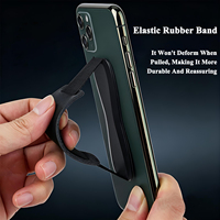 Support de téléphone portable 2-en-1 personnalisé en cuir PU avec adhésif nano puissant et sangle de poignet élastique en caoutchouc, support flexible avec anneau de maintien pour les doigts