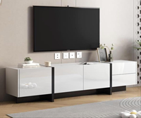Meuble TV blanc et noir au design rectangle contemporain Console centrale de divertissement unique pour téléviseurs jusqu'à 80''