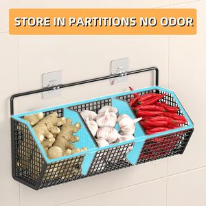 Panier de rangement mural pour cuisine en fil métallique durable pour ranger les épices, l'ail, les oignons et les légumes - Product Image 6