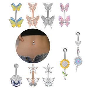 Set di 10 <span class=keywords><strong>Piercing</strong></span> per <span class=keywords><strong>Ombelico</strong></span> in Acciaio 316L con Farfalle, Fiori e Serpenti, Gioielli per il Corpo con Zirconi in Acciaio Inossidabile - Product Image 1