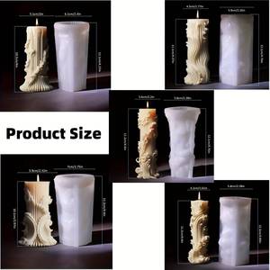 Silicone <b>candle</b> <b>set</b>, 3D Baroque irregular shape silicone mold, European cylinder DIY resin wax mold - Product Image 4