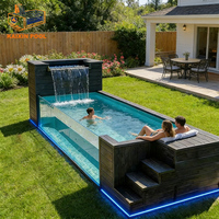 Grande Piscine Préfabriquée Hors Sol de Jardin Facile à Installer, avec Fenêtre en Verre, en Fibre de Verre, Type Bassin Conteneur pour la Famille