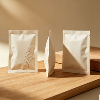 Pochette en papier kraft naturel biodégradable, sac à fermeture à 3 côtés, emballage individuel jetable pour fard à paupières, maquillage, échantillons cosmétiques