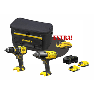 Kit Trapano Avvitatore a Percussione Brushless a Batteria 18V STANLEY UTP0042 UTP0044 con Avvitatore a Impulsi a Batteria 18V Prodotto in Italia - Product Image 1