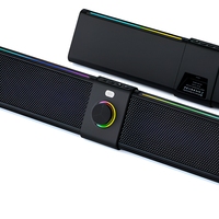Barre de son magnétique RGB, haut-parleur sans fil Bluetooth, barre de son stéréo AUX 3,5 mm avec lumière LED pour configuration de bureau PC de jeu