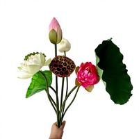 Bunga Lotus Buatan Daun Lotus Palsu Batang Biji Lotus untuk Dekorasi Pernikahan Acara Pemakaman