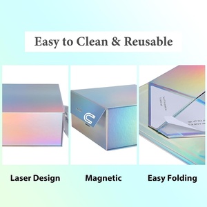 Custom Design Luxury Holographic Paper Magnet Flap Clothing Paper Box Foldable <b>Magnetic</b> <b>Gift</b> <b>Boxes</b> With Ribbon - Product Image 4