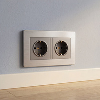 Interrupteur mural industriel standard européen, panneau en acier inoxydable brossé, prise simple et élégante, 1 prise EU, 1 USB-A/1 Type-C