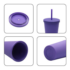 Vaso de Plástico de Doble Pared de Lujo de 16oz con Popote, Venta al por Mayor, Logotipo Personalizado, Color, Reutilizable, Mate, para Café, Modelo 2026 - Product Image 3