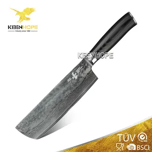 Hot bán chủ nghĩa anh hùng 7 inch Nakiri Damascus thép Knife Set 67 lớp VG10 lõi G10 sợi thủy tinh xử lý thả thả thả con dao nhà bếp