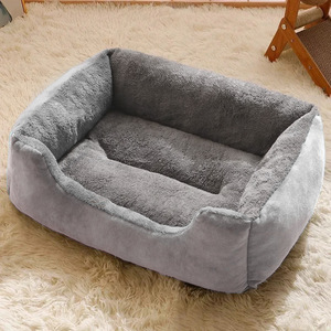 Soft Pink Rectangle Dog <b>Bed</b> Coral Fleece Pet <b>Bed</b> Removable Washable All Seasons Cute Style for Dogs - Product Image 3