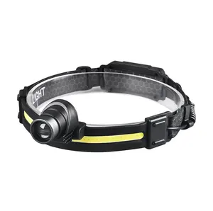 Headlamp New Led Induction Headlamp Outdoor Strong Light Charging Zoom Model Cob Running Headwear Fishing Light