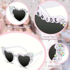 Gafas de Sol Personalizadas con Logotipo para Despedida de Soltera 2025, Gafas de Sol con Forma de Corazón y Perlas UV400 para Mujer - Product Image 4