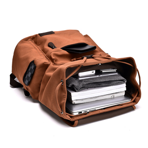 Custom Large <strong>Roll</strong> Top Men's Laptop <strong>Backpack</strong> Waterproof Zipper Closure PU Leather &amp; Polyester Lining for Travel Office School Use - Product Image 4