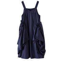 Robe Salopette Femme 2026 en Gros, Sans Manches, Col en V, Drapée, à Volants Superposés, Coupe Ample et Oversize, Style Gothique Décontracté pour l'Automne