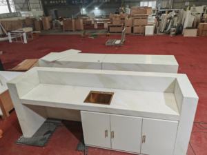 Escritorio de recepción de mármol <span class=keywords><strong>y</strong></span> losa de cristal <span class=keywords><strong>Onix</strong></span> de Jade blanco translúcido de gran oferta - Product Image 6