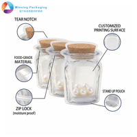 Sachet Doypack à fermeture éclair en forme de pot, biodégradable et écologique, à fond plat, imprimé sur mesure, pour le stockage de céréales, bijoux et snacks