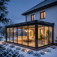 Véranda à toit plat isolée thermiquement pour toutes les saisons, extension de maison en aluminium, serre en verre
